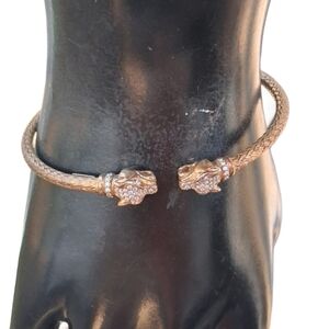 Dyadema Gold Over Sterling Silver Panther Bangle Bracelet